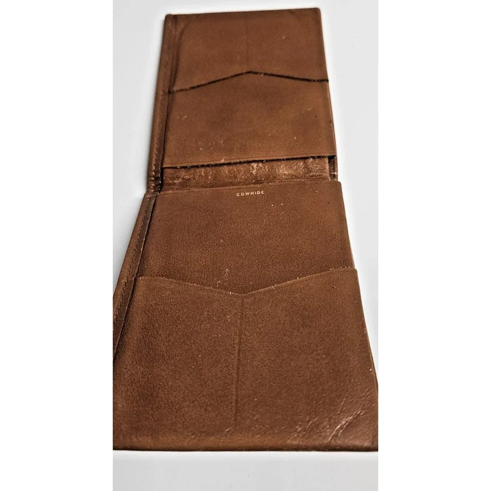 Vintage cowhide brown bifold men‎ slim wallet 4.5x3.5